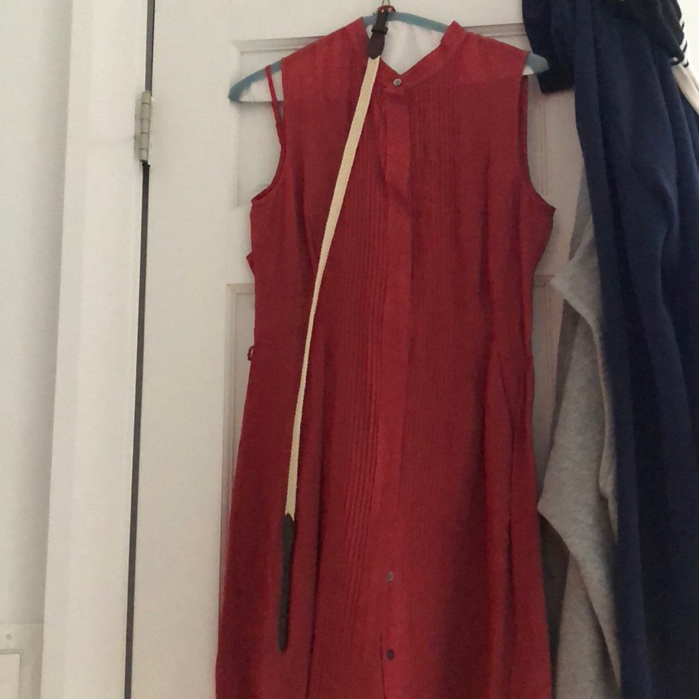 Theory red linen dress